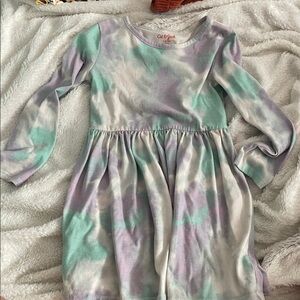Cat & Jack Pastel Tie-Dye Long Sleeve Dress in Mint, Lavender & Cream